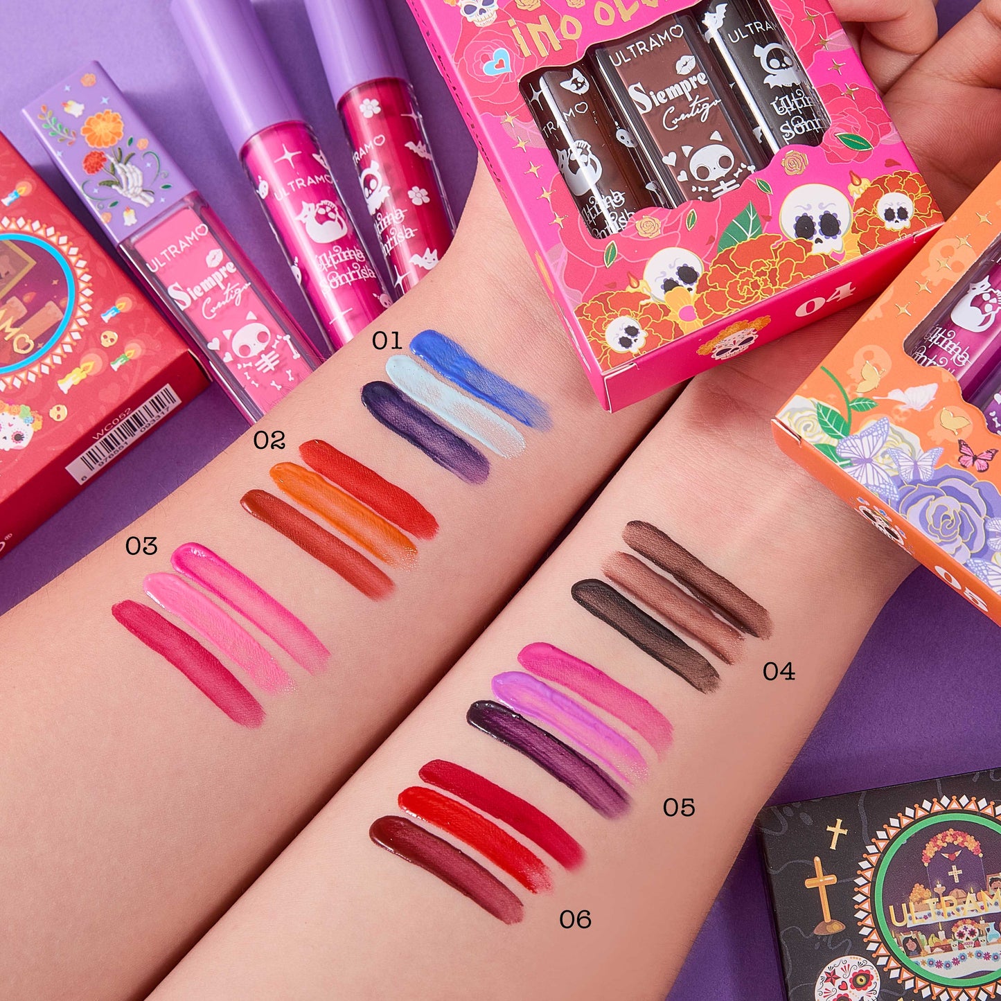 ULTRAMO Trío Labiales Líquidos WC052 El Día de los Muertos | Herramientas | Accesorios | Maquillaje | Regalo