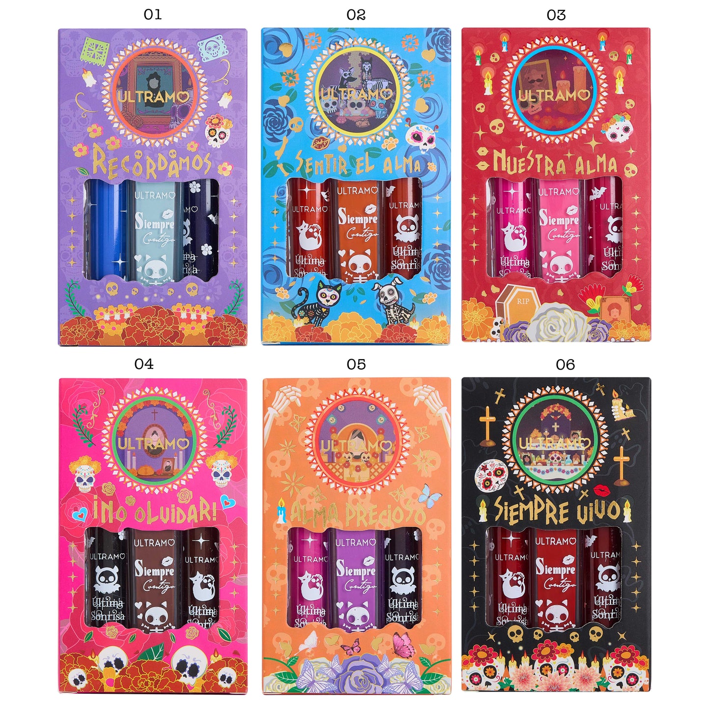 ULTRAMO Trío Labiales Líquidos WC052 El Día de los Muertos | Herramientas | Accesorios | Maquillaje | Regalo