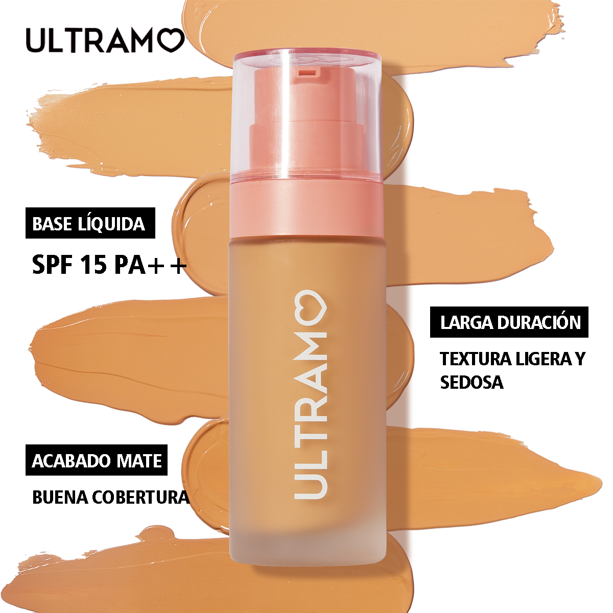ULTRAMO Base Líquida Mate de 6 Colores V2280 SPF15 PA++