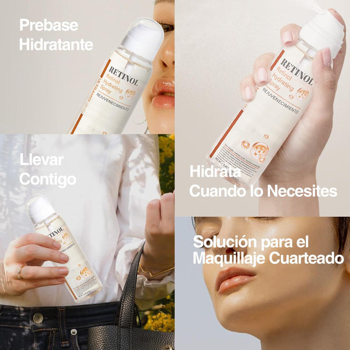 ULTRAMO Spray Hidratante 160ml, Colágeno, Retinol, Ácido Hialurónico, Niacinamida, Sérum Hidratante Profundo, Fresco y No Pegajoso, Múltiples Usos Hidratación Diaria y Prebase