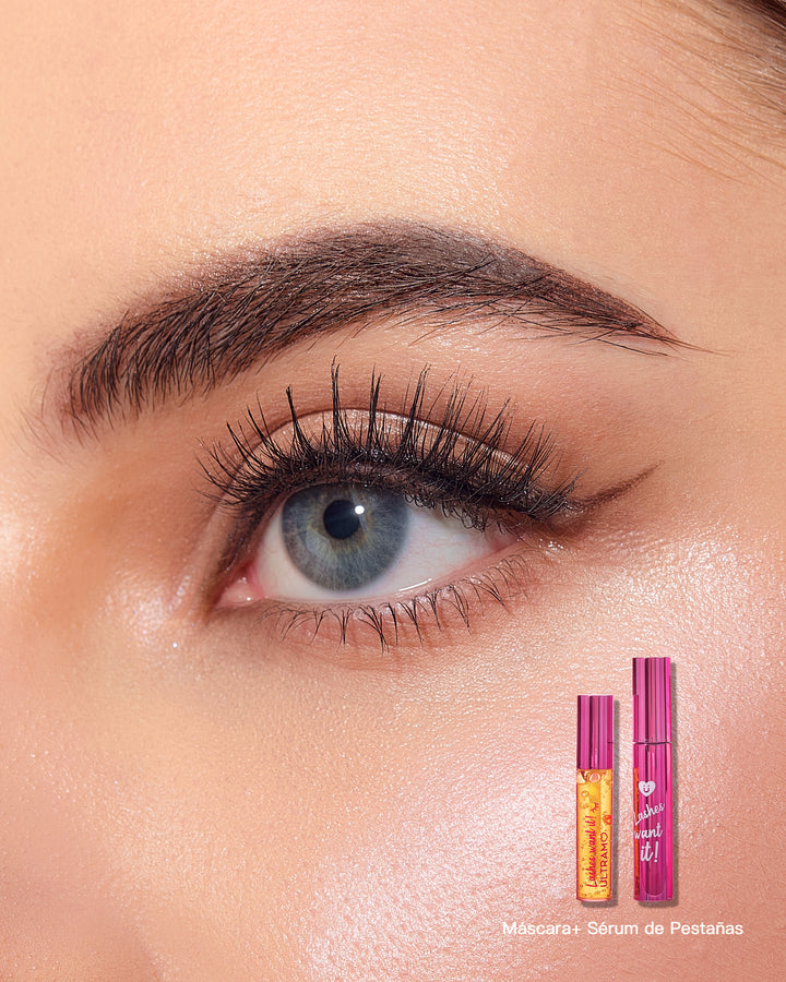 ULTRAMO Lashes Want it Mascara 14ml y suero de crecimiento de pestañas 16ml Set D2398