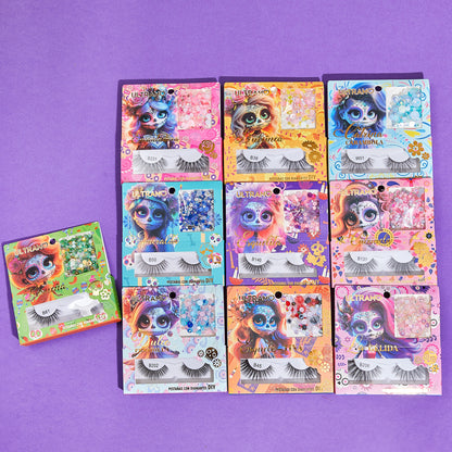 ULTRAMO 10PZ/Set Pestañas con Diamantes DIY FA004