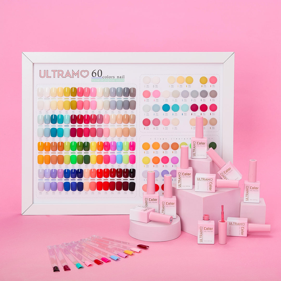 ULTRAMO 62 Tonos Set de Esmaltes en Gel Incluye 1 Base, 1 Sellador, 1 Muestrario de Colores WA032