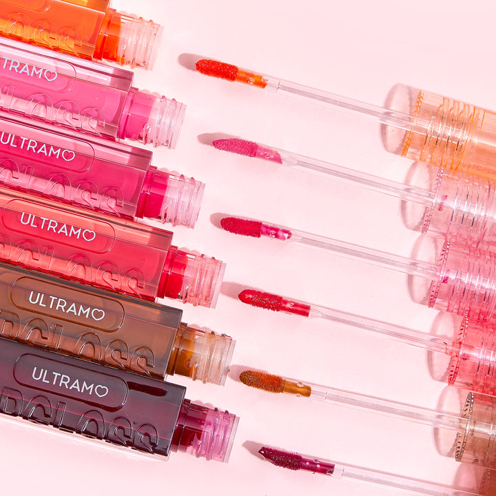 ULTRAMO Brillo de Labios en Tubo Cuadrado de 6 Colores con Tapa Redonda en Espejo Acuático WD090