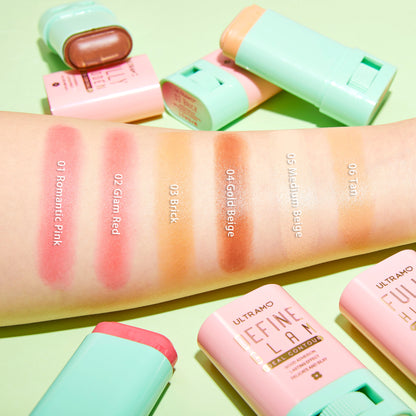 ULTRAMO 6-color rotating flat tube blush + contour + concealer stick WE084