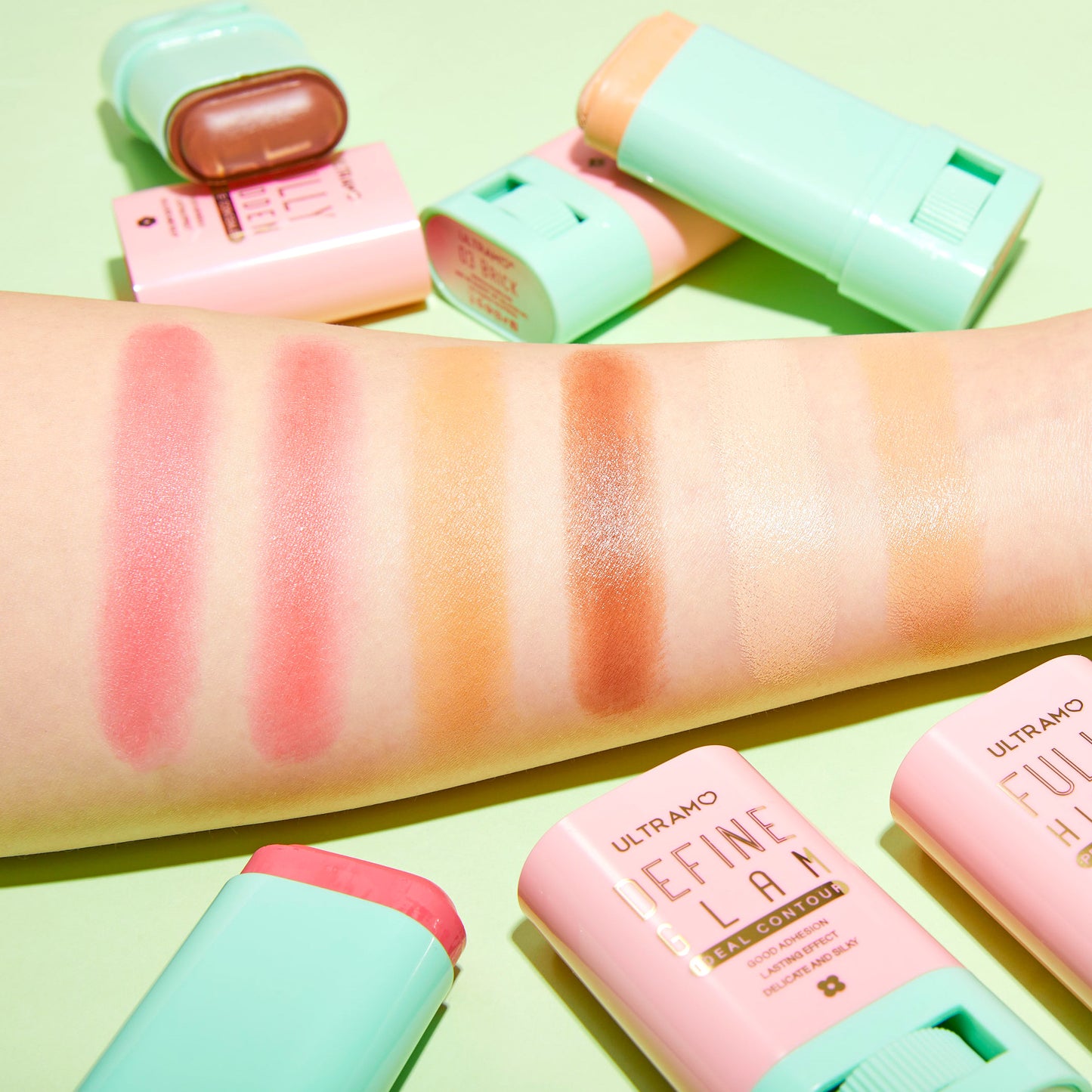 ULTRAMO 6-color rotating flat tube blush + contour + concealer stick WE084