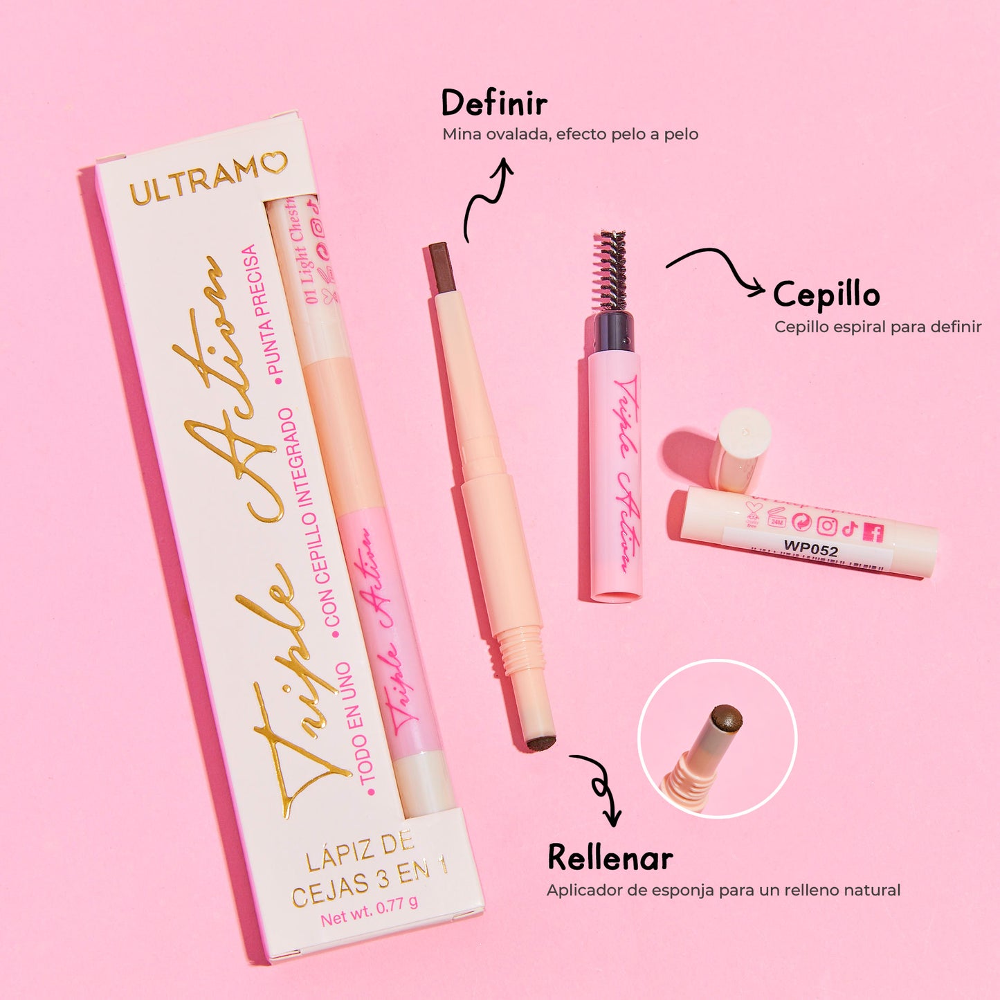 ULTRAMO Lápiz de Cejas 3 en 1 WP052