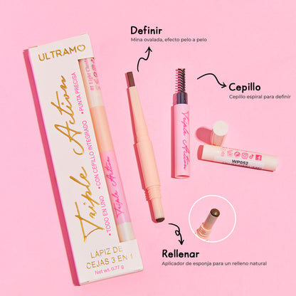 ULTRAMO Lápiz de Cejas 3 en 1 WP052