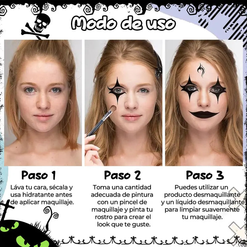 ULTRAMO Kit Pintura Facial Blanco y Negro Body Paint FM702