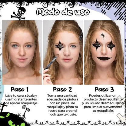 ULTRAMO Kit Pintura Facial Blanco y Negro Body Paint FM702